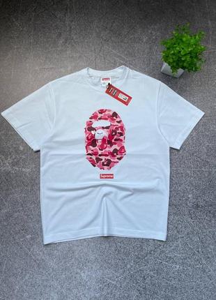 Футболка supreme біла white, якісна чоловіча футболка біла с м л розмір