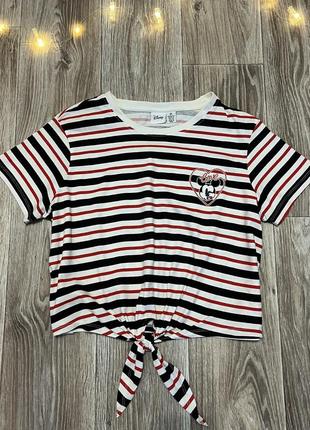 Фирменная футболка primark disney укороченная полосатая