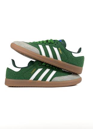 Женские кроссовки adidas samba green grey