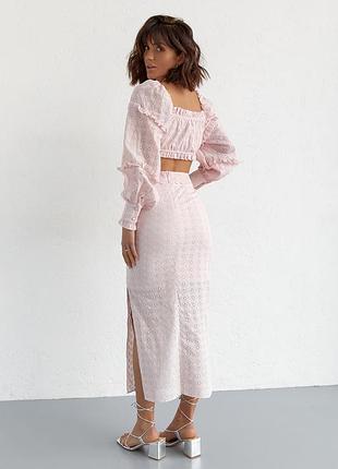 Літній спідничний костюм з болеро та спідницею з прошви