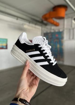 Женские кроссовки adidas gazelle les black white 36-37-38-39-40-41