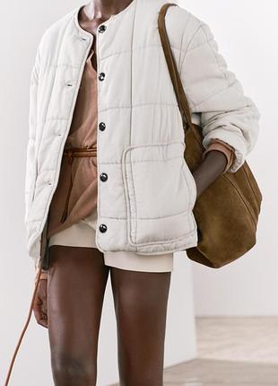 Стильная стеганая куртка zara, коллекция 2024, размер xs и l