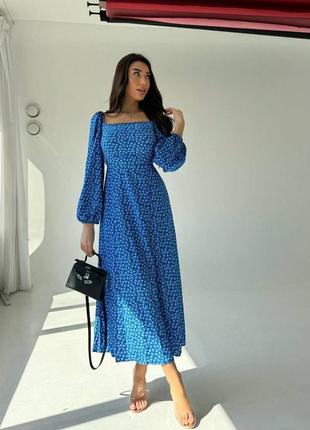 Платье женское летнее длинное с цветами 42-52 черное, зеленое, красное, синее, белое