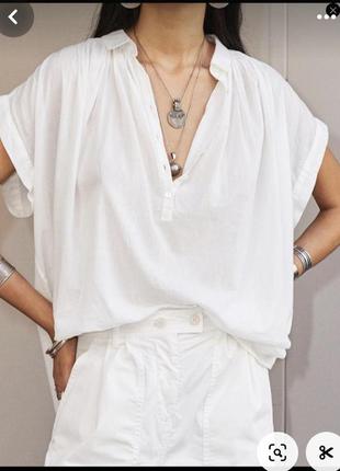 Сорочка біла оверсайз вільного крою легка блузка блуза белая оверсайз свободная легкая прозрачная пляж пляжная