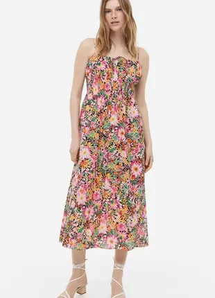 Хлопковый сарафан в цветочный принт h&amp;m pp m