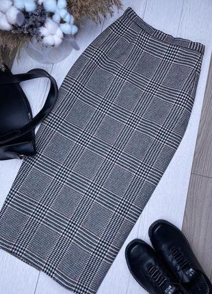 Нова міді спідниця h&m m спідниця олівець в гусячу лапку шерстяна спідниця з розрізом