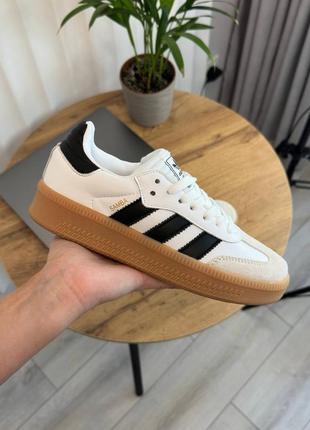 Adidas samba xlg white black platform жіночі кросівки адідас самба шкіряні