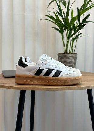 Adidas samba xlg white black platform жіночі кросівки адідас самба шкіряні7 фото