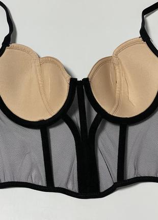 Новый женский корсет топ черный с беж