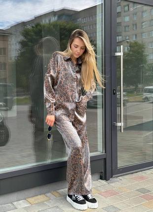 Костюм брючный женский на каждый день леопардовый