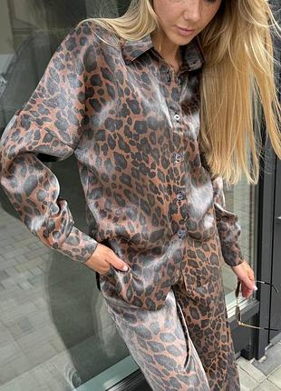 Костюм брючный женский на каждый день леопардовый