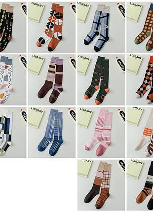 Женские гольфы с ромбами асимметричные 3394 стиль оксфорд высокие носки разные в офис