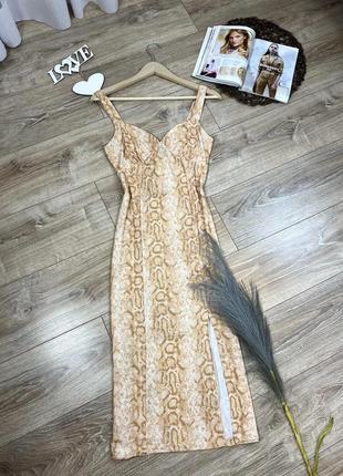 Asos wow міді сукня по фігурі в зміїний принт