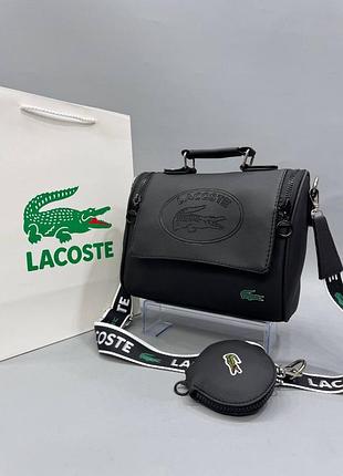 Сумка чорна жіноча Sacs lacoste сумка лакосту клатч крос-боді саквояж