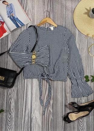 Бавовняна сорочка блузка з довгими рукавами а смужку принт