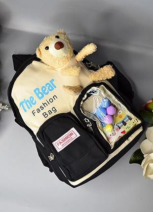 Дитячий дошкільний рюкзак, портфель з іграшкою, ведмедик, bear, teddy