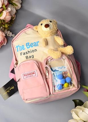 Дитячий дошкільний рюкзак, портфель з іграшкою, ведмедик, bear, teddy