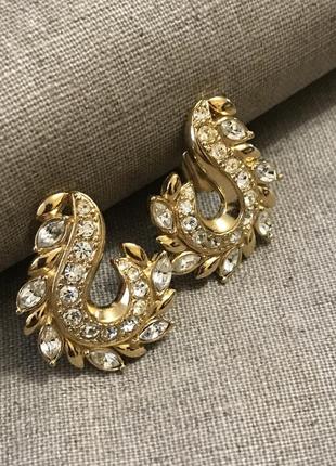 Avon невероятно красивые серьги с кристаллами позолота