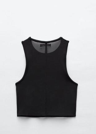Стильный качественный базовый топ zara с сеточкой на спинке3 фото