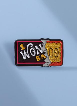Значок чарлі та шоколадна фабрика виллі вінок wonka charlie and the chocolate factory золотий квиток шоколад pin golden ticket2 фото