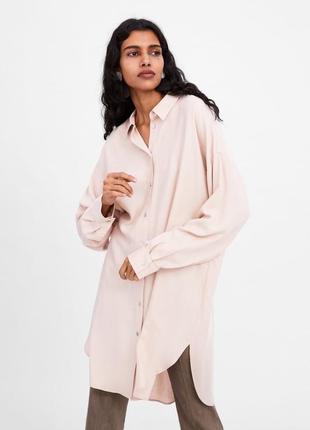 Платье-рубашка туника новая коллекция zara в легкий рубчик платье -туника рубашка легкая