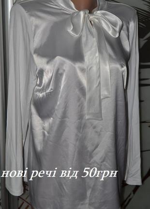 Блузка с галстуком атласная +трикотаж