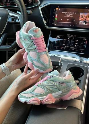 Жіночі кросівки в стилі new balance 9060 нью беленс / демісезонні / весняні, літні, осінні / замша / сірі, рожеві