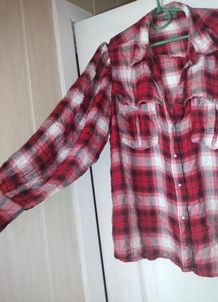 Літня сорочка в клітинку оверсайз 46-48р3 фото