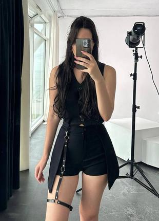 Шорти спідниця з портупеєю джинс бенгалін