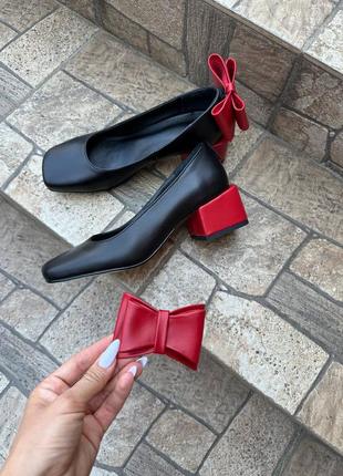 Туфли женские из натуральной кожи с бантиком