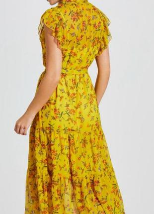Платье миди новое,шифон жёлтое в цветочный принт ,46 р5 фото