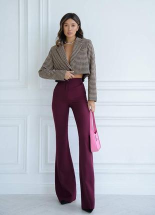 Женские классические брюки на высокой посадке, клеш, штаны клеш из костюмной ткани,...