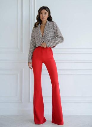 Женские классические брюки на высокой посадке, клеш, штаны клеш из костюмной ткани,...