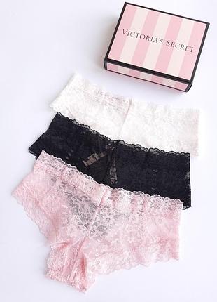 Набор кружевных трусиков victoria's secret виктория сикрет оригинал