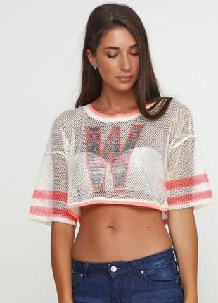 Прозрачный топ метка bershka футболка ажурный топ