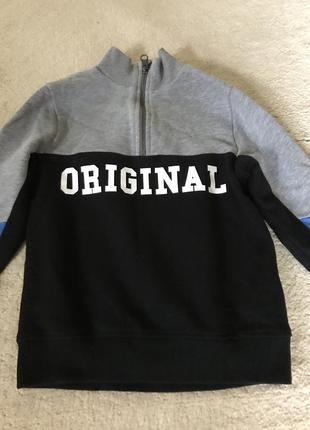 Теплая кофта h&m 110/116 шерсть с подкладкой полиэстер. состояние отличное. чорный с серым