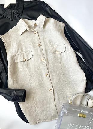 Жилетка из льна бежевая рубашка