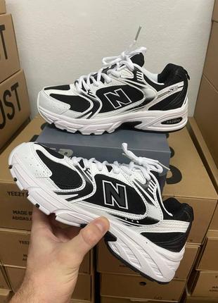 New balance 53о premium кроссовки25 беленс кожаные с сеткой демисезонные3 фото