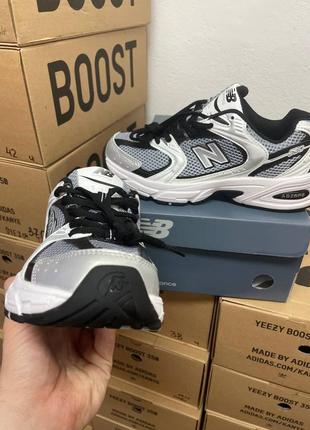 New balance 53о premium кроссовки25 беленс кожаные с сеткой демисезонные6 фото