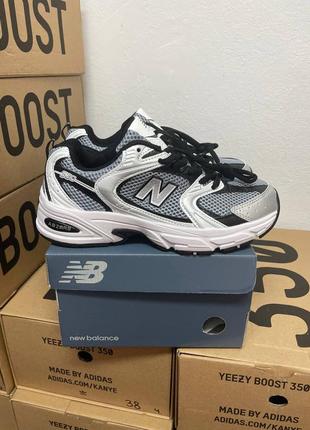 New balance 53о premium кроссовки25 беленс кожаные с сеткой демисезонные8 фото