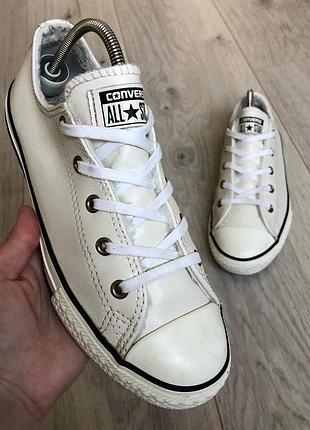 Кеды белые кожа, утепленные converse (оригинал) р. 35.5