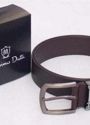 Мужской коричневый кожаный ремень massimo dutti