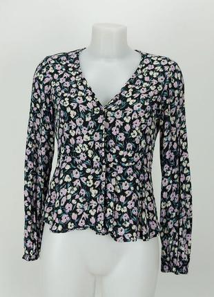 Mango блуза черного цвета с цветочным узором р.xs10 фото