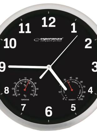 Часы настенные esperanza wall clock lyon black 25см (ehc016k)
