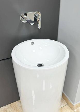 Умывальник напольный vbi matera 460x460x855мм круглый белый vbi-019001