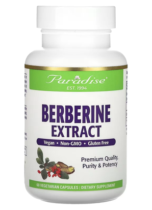Paradise herbs, экстракт берберина, 60 вегетарианских капсул