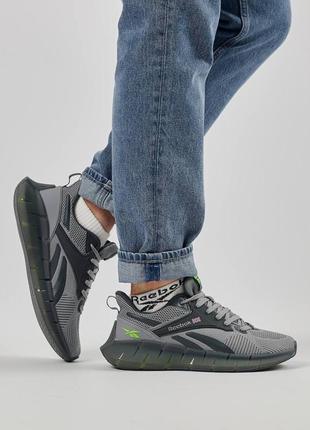 Мужские кроссовки в стиле reebok zig kinetica / демисезонные / весенние, летние, осенние / текстиль / черные, серые