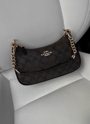 Класична шкіряна сумка коач coach коричнева сумка coach teri