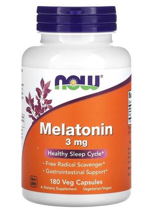 Мелатонін 3 мг now foods melatonin для поліпшення сну 180 капсул