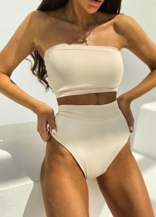 Базовый купальник бикини с топом бандо.3 фото